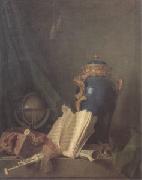 Henri-Horace Roland de La Porte Still Life with a Vase of Lapis a Globe and Bagpipes (san 05) oil painting